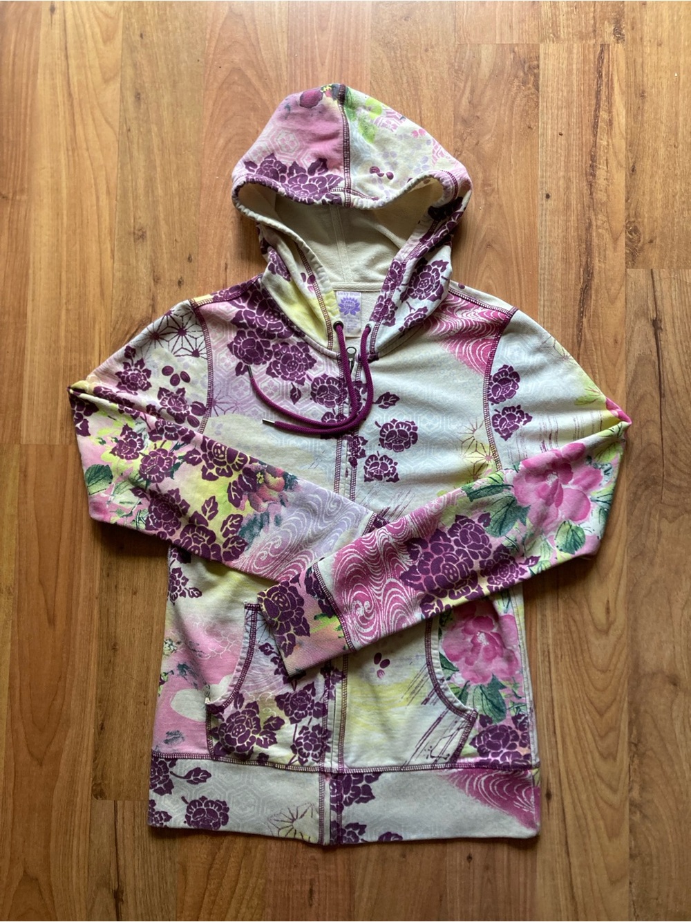 VTG Y2K Lucky Brand Suitable For Framing Japanese Floral Womens S Hoodie